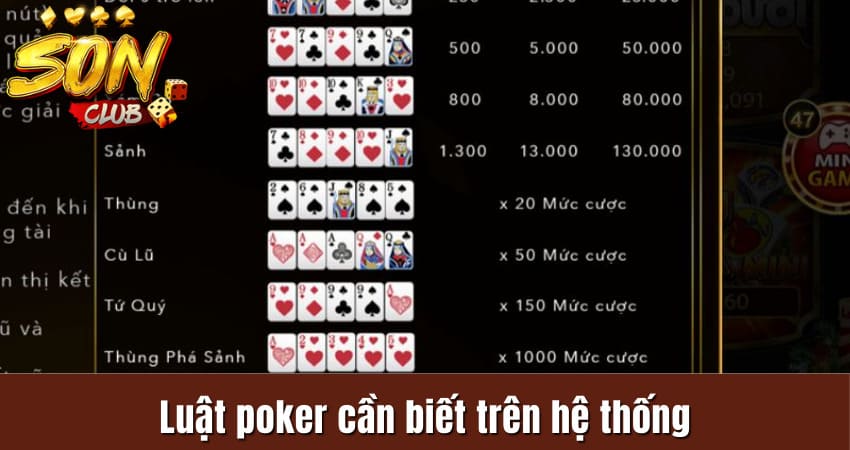 Luật poker cần biết trên hệ thống