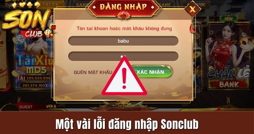 Một vài lỗi đăng nhập có thể gặp phải khi đăng nhập Sonclub
