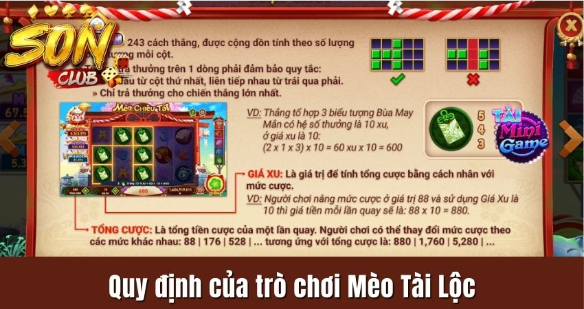 Nắm bắt quy định chung của Mèo Tài Lộc tại Sonclub